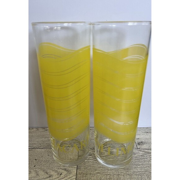 Libbey Bacardi Limon Highball Rum Glasses 7" Tall Yellow 14 oz Set of 2 - Picture 1 of 7